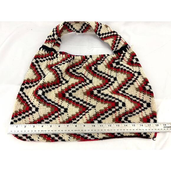 VTG Handmade Crocheted Hand Woven Purse Zigzag - Picture 5 of 16